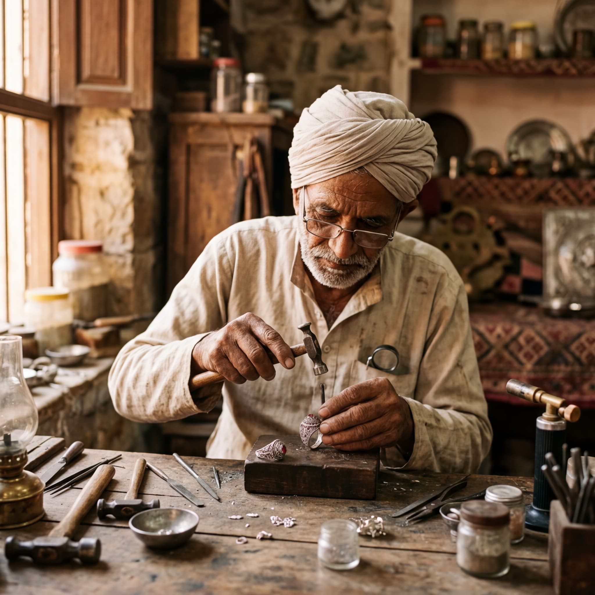 Artisan at work in Jaipur workshop