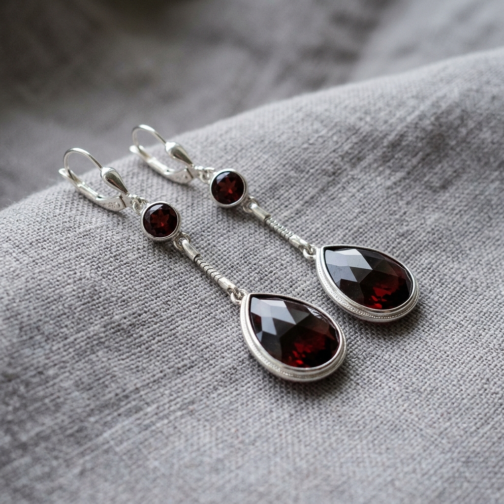 Mystic Garnet Drop Earrings